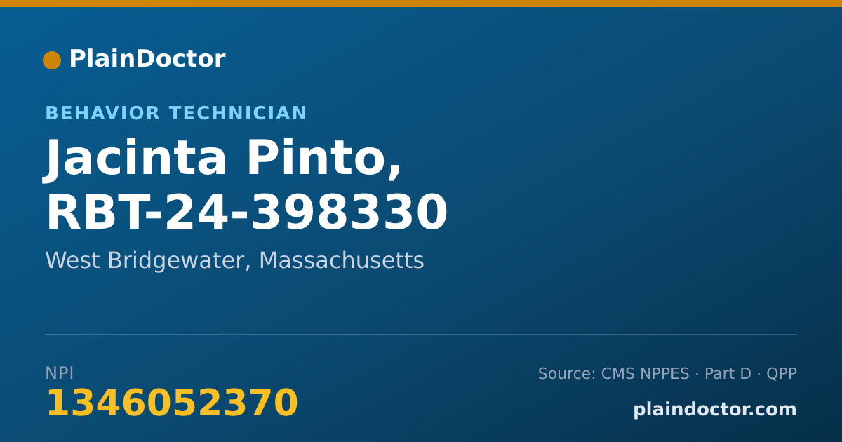 Shareable card for Jacinta Pinto, RBT-24-398330 - Behavior Technician, West Bridgewater, MA