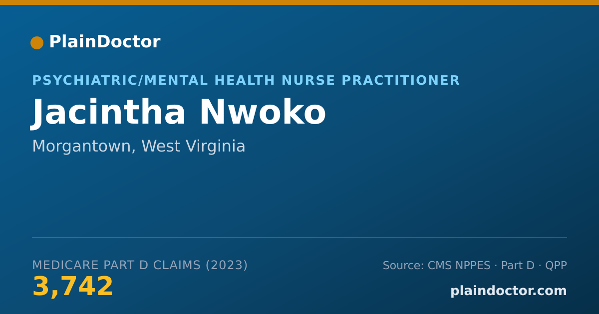 Shareable card for Jacintha Nwoko - Psychiatric/Mental Health Nurse Practitioner, Morgantown, WV