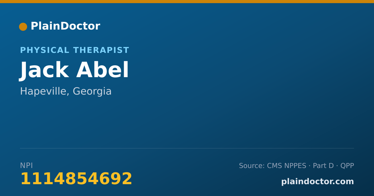 Shareable card for Jack Abel - Physical Therapist, Hapeville, GA