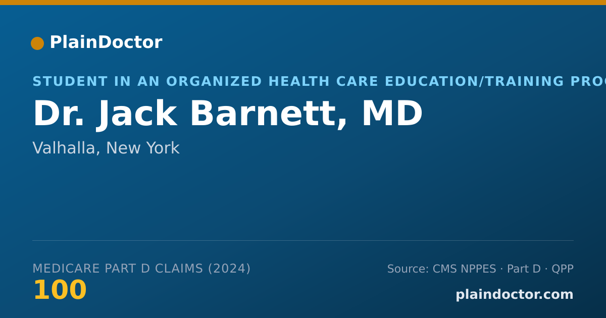 Shareable card for Jack Barnett, MD - Student in an Organized Health Care Education/Training Program, Valhalla, NY