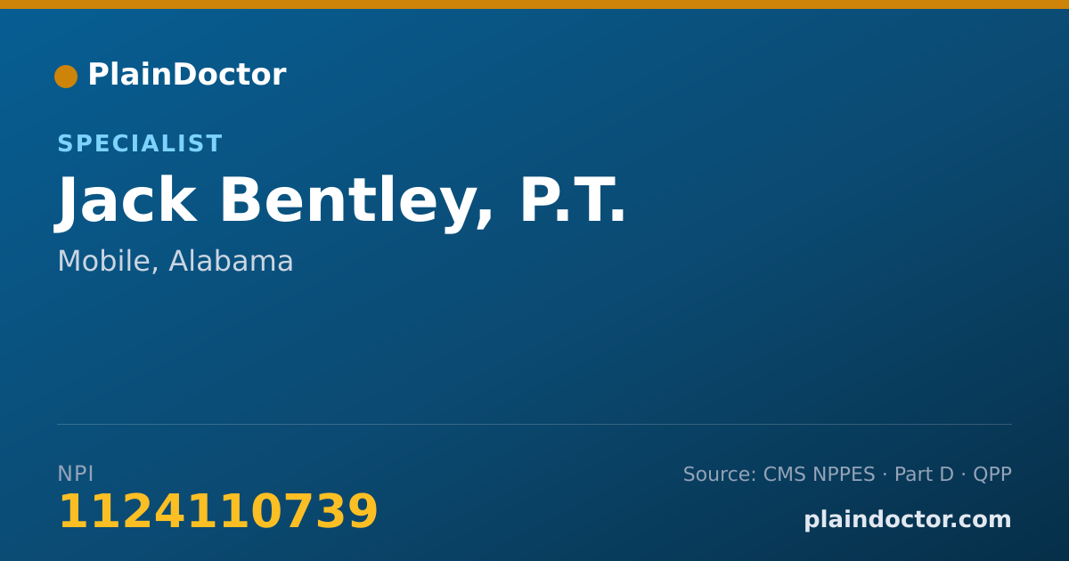 Shareable card for Jack Bentley, P.T. - Specialist, Mobile, AL
