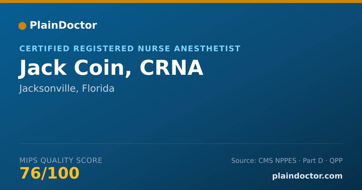 Shareable card for Jack Coin, CRNA - Certified Registered Nurse Anesthetist, Jacksonville, FL