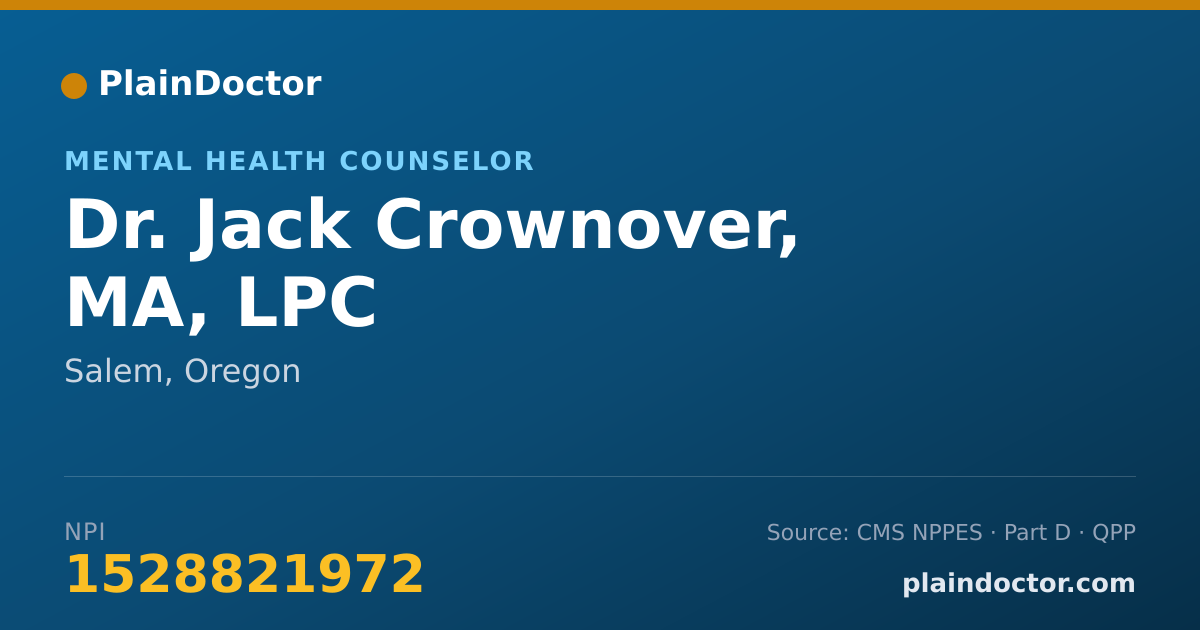 Shareable card for Jack Crownover, MA, LPC - Mental Health Counselor, Salem, OR