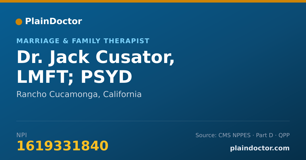 Shareable card for Jack Cusator, LMFT; PSYD - Marriage & Family Therapist, Rancho Cucamonga, CA