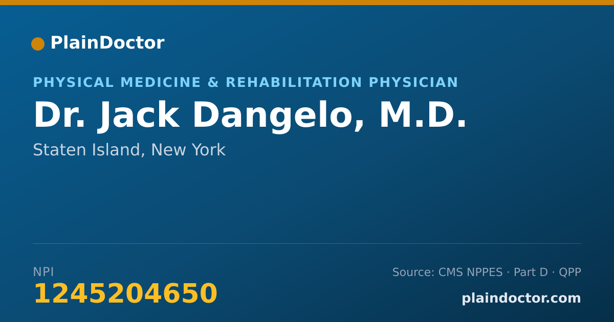 Shareable card for Jack Dangelo, M.D. - Physical Medicine & Rehabilitation Physician, Staten Island, NY