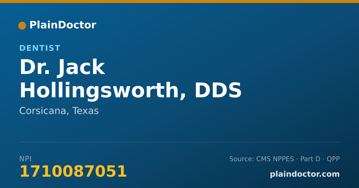 Shareable card for Jack Hollingsworth, DDS - Dentist, Corsicana, TX