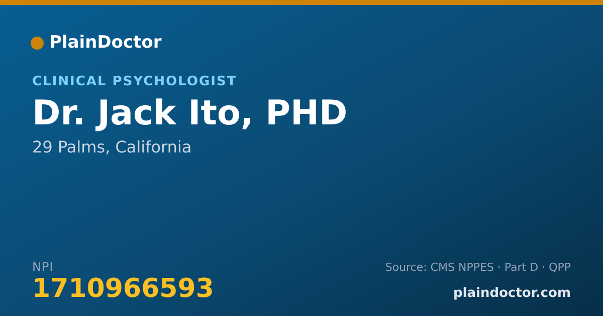 Shareable card for Jack Ito, PHD - Clinical Psychologist, 29 Palms, CA