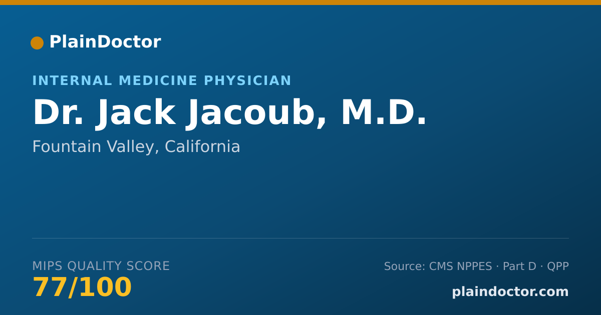 Shareable card for Jack Jacoub, M.D. - Internal Medicine Physician, Fountain Valley, CA