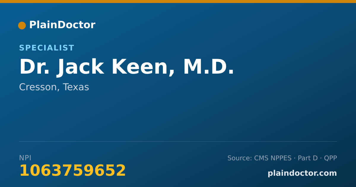 Shareable card for Jack Keen, M.D. - Specialist, Cresson, TX