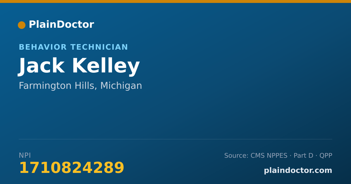 Shareable card for Jack Kelley - Behavior Technician, Farmington Hills, MI
