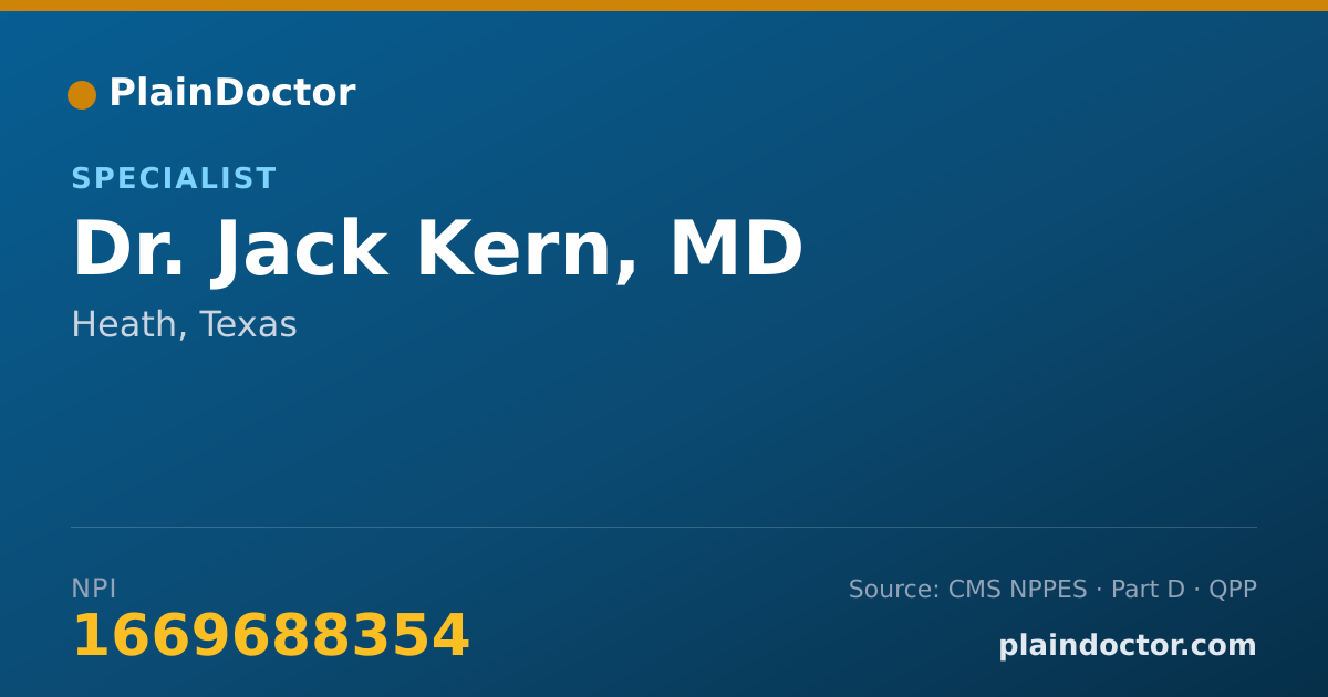 Shareable card for Jack Kern, MD - Specialist, Heath, TX