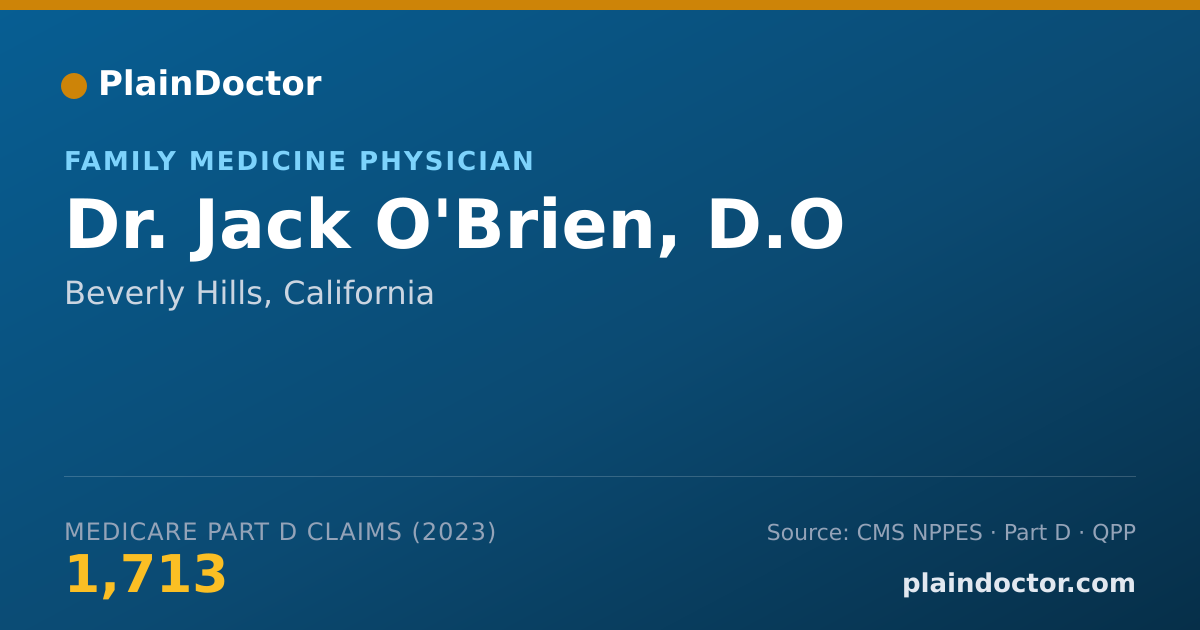 Shareable card for Jack O'Brien, D.O - Family Medicine Physician, Beverly Hills, CA