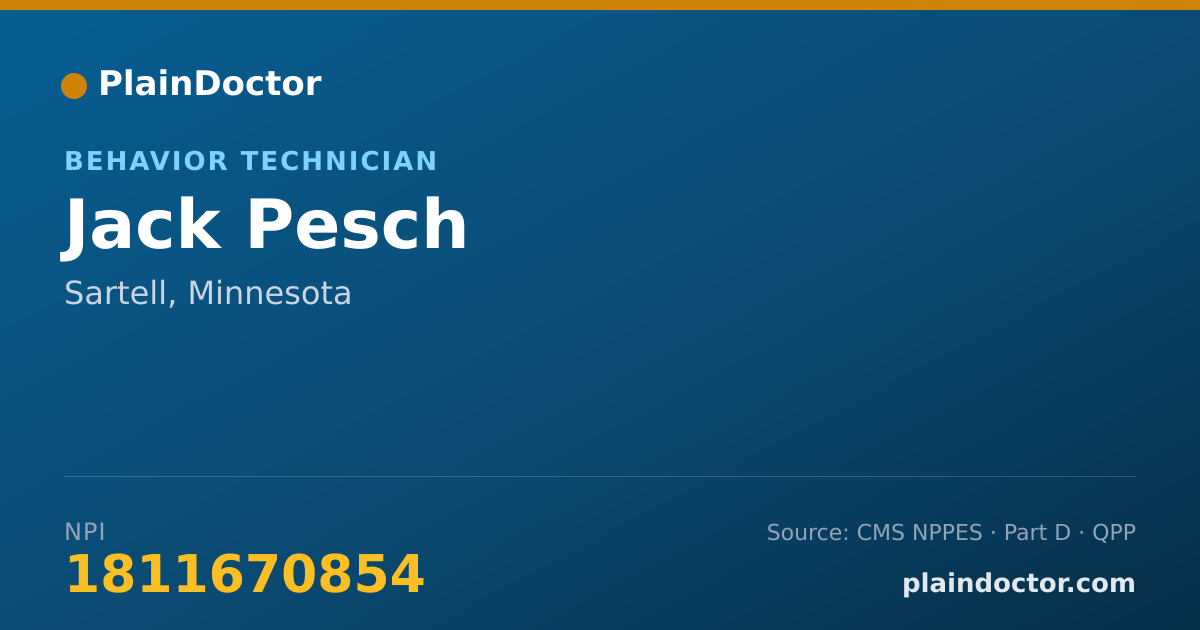 Shareable card for Jack Pesch - Behavior Technician, Sartell, MN