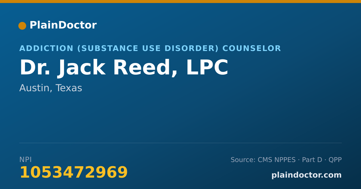 Shareable card for Jack Reed, LPC - Addiction (Substance Use Disorder) Counselor, Austin, TX