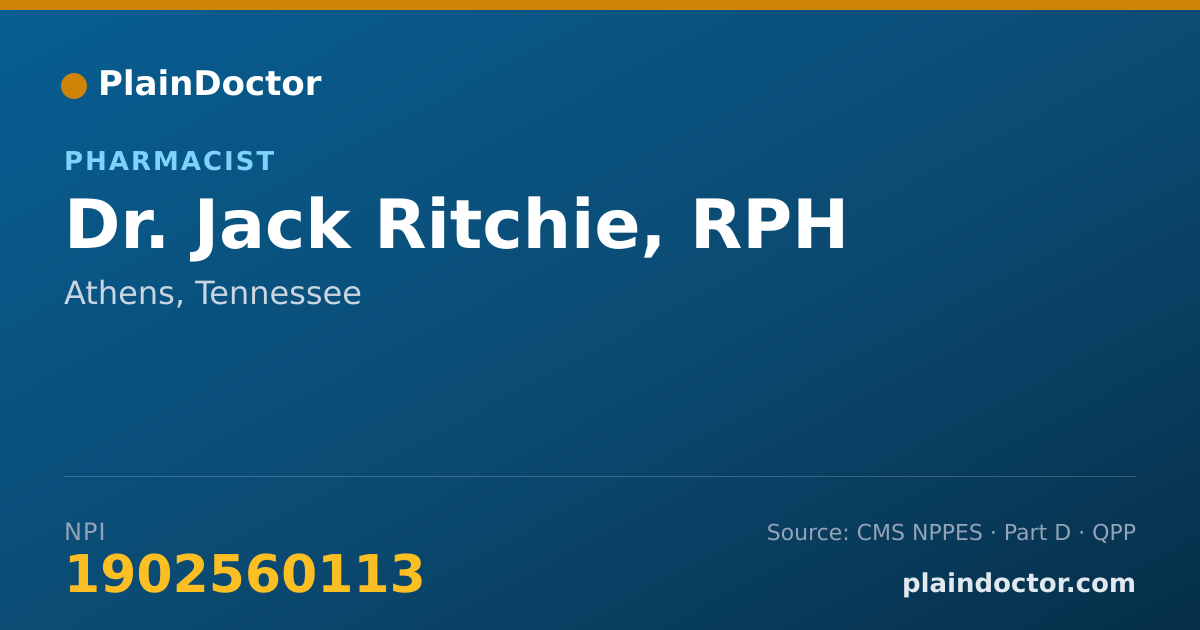 Shareable card for Jack Ritchie, RPH - Pharmacist, Athens, TN