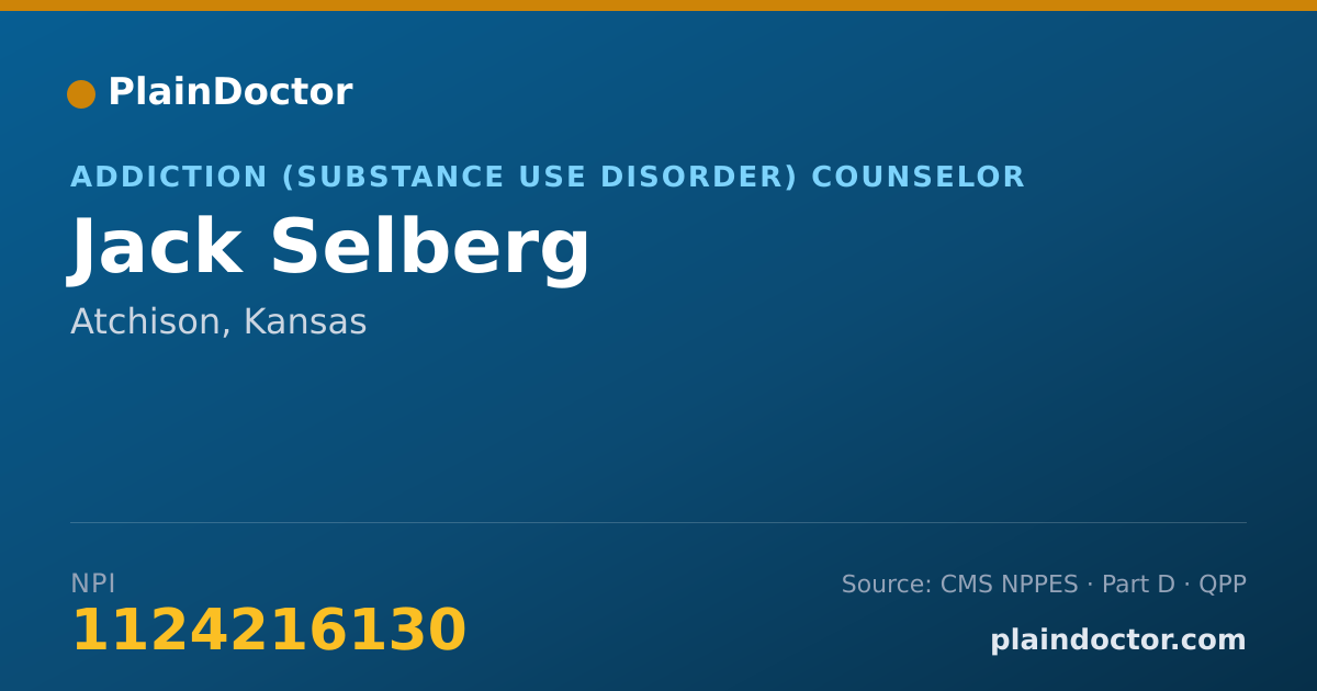 Shareable card for Jack Selberg - Addiction (Substance Use Disorder) Counselor, Atchison, KS
