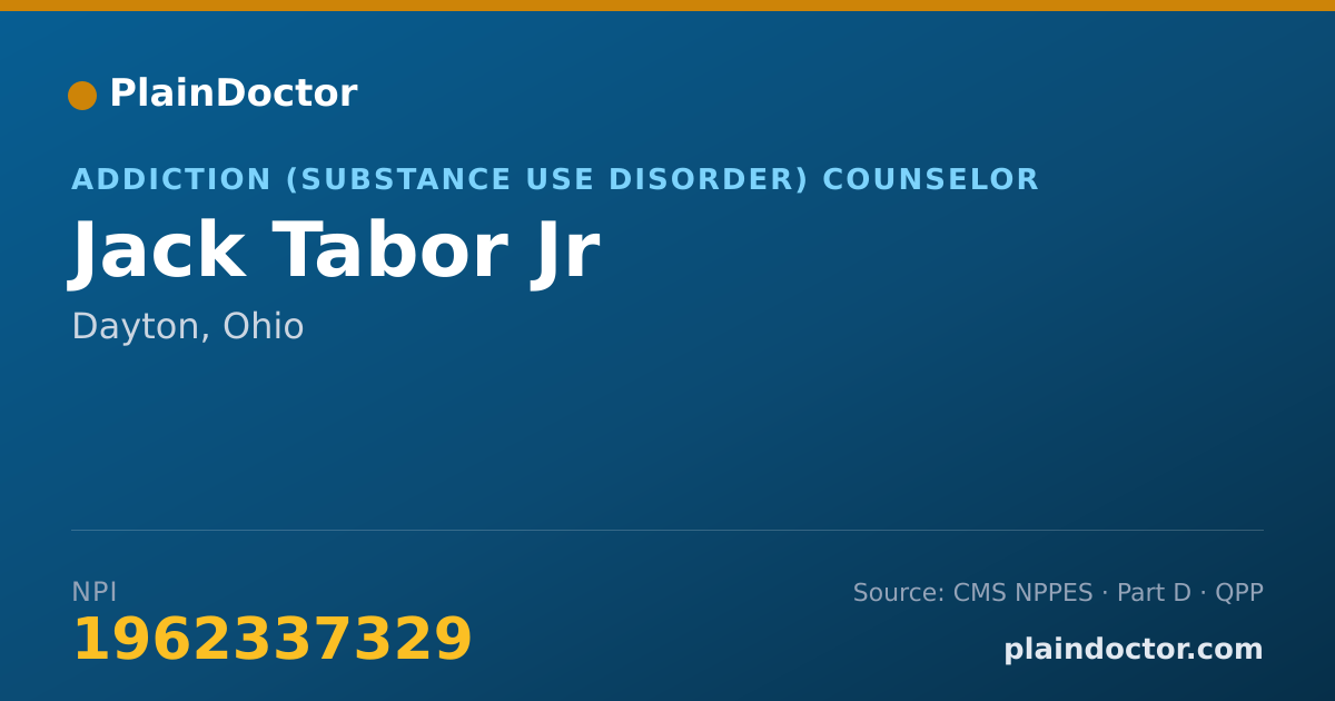 Shareable card for Jack Tabor Jr - Addiction (Substance Use Disorder) Counselor, Dayton, OH