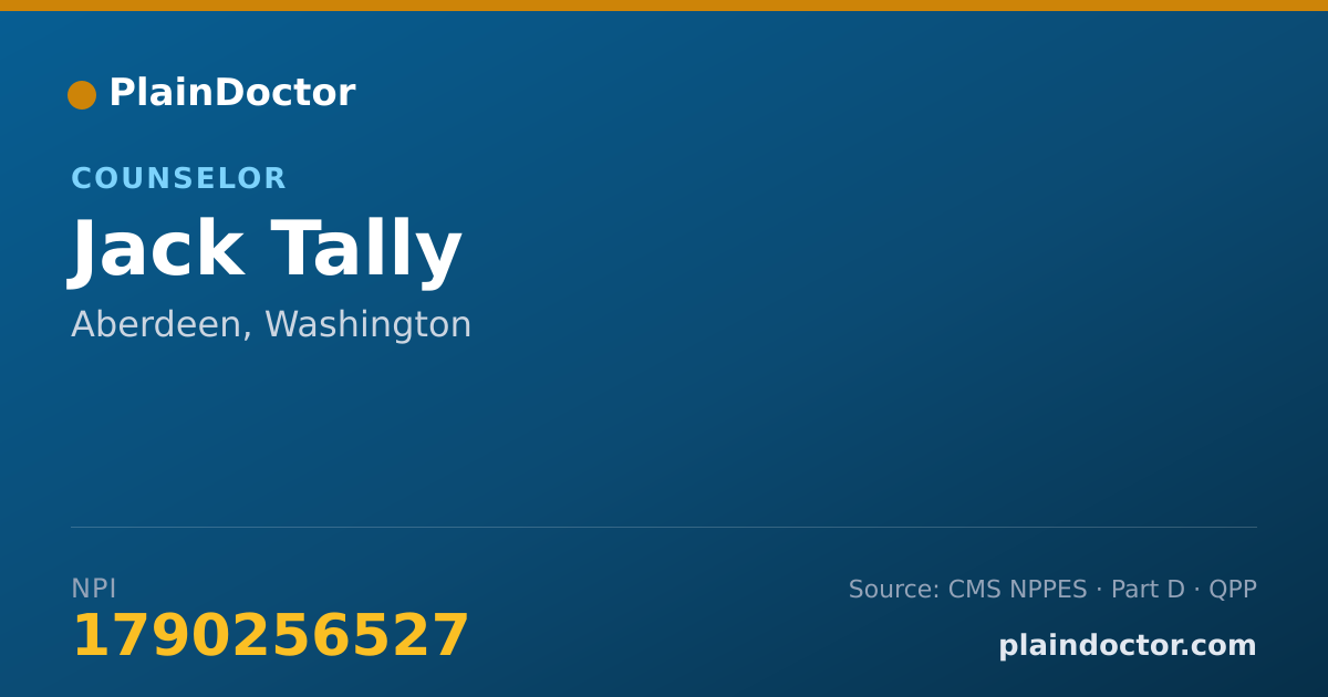 Shareable card for Jack Tally - Counselor, Aberdeen, WA