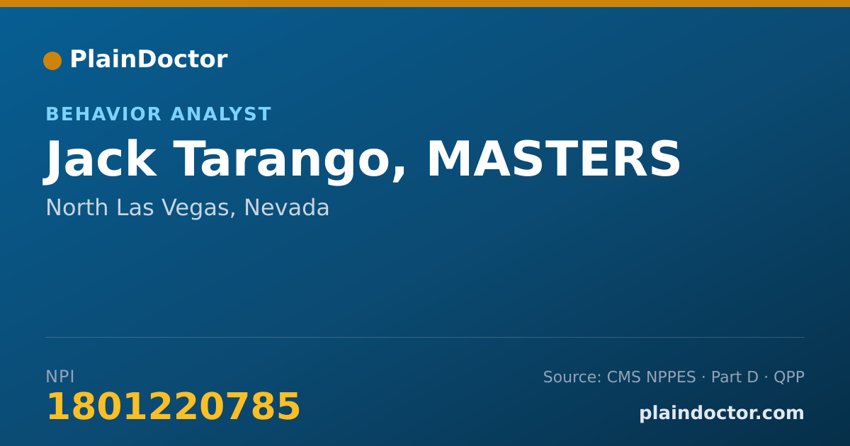 Shareable card for Jack Tarango, MASTERS - Behavior Analyst, North Las Vegas, NV