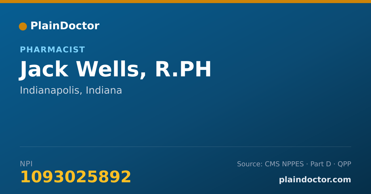 Shareable card for Jack Wells, R.PH - Pharmacist, Indianapolis, IN