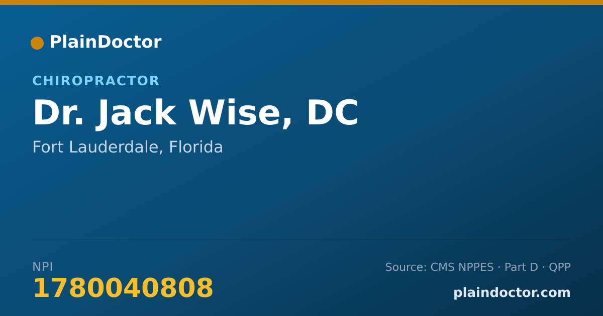 Shareable card for Jack Wise, DC - Chiropractor, Fort Lauderdale, FL