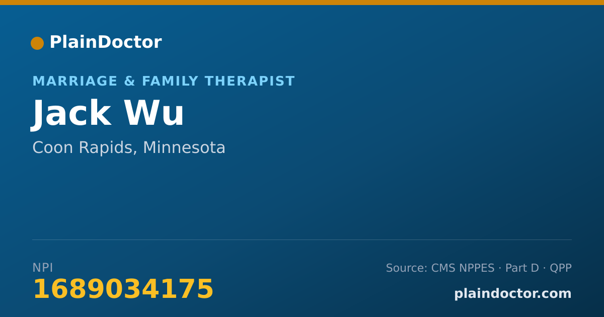 Shareable card for Jack Wu - Marriage & Family Therapist, Coon Rapids, MN