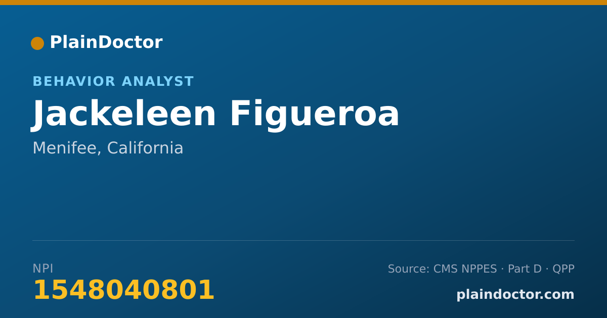 Shareable card for Jackeleen Figueroa - Behavior Analyst, Menifee, CA