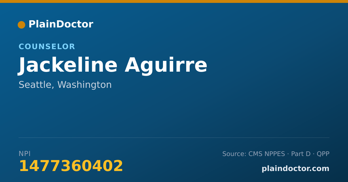 Shareable card for Jackeline Aguirre - Counselor, Seattle, WA
