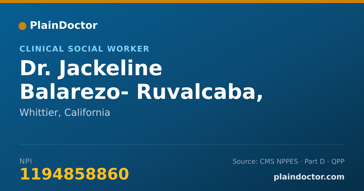 Shareable card for Jackeline Balarezo- Ruvalcaba, LCSW - Clinical Social Worker, Whittier, CA