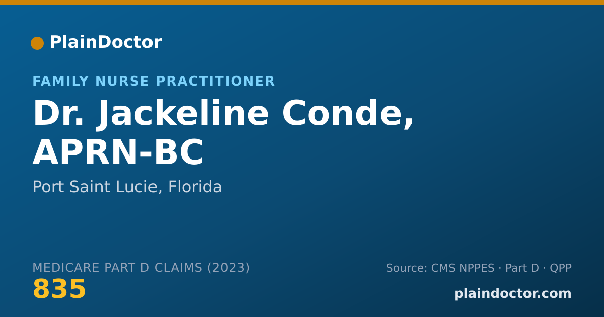 Shareable card for Jackeline Conde, APRN-BC - Family Nurse Practitioner, Port Saint Lucie, FL