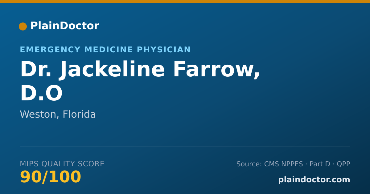 Shareable card for Jackeline Farrow, D.O - Emergency Medicine Physician, Weston, FL