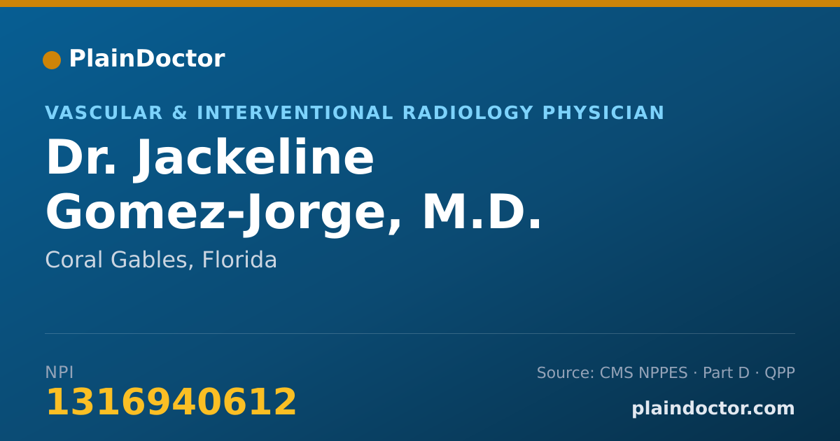Shareable card for Jackeline Gomez-Jorge, M.D. - Vascular & Interventional Radiology Physician, Coral Gables, FL