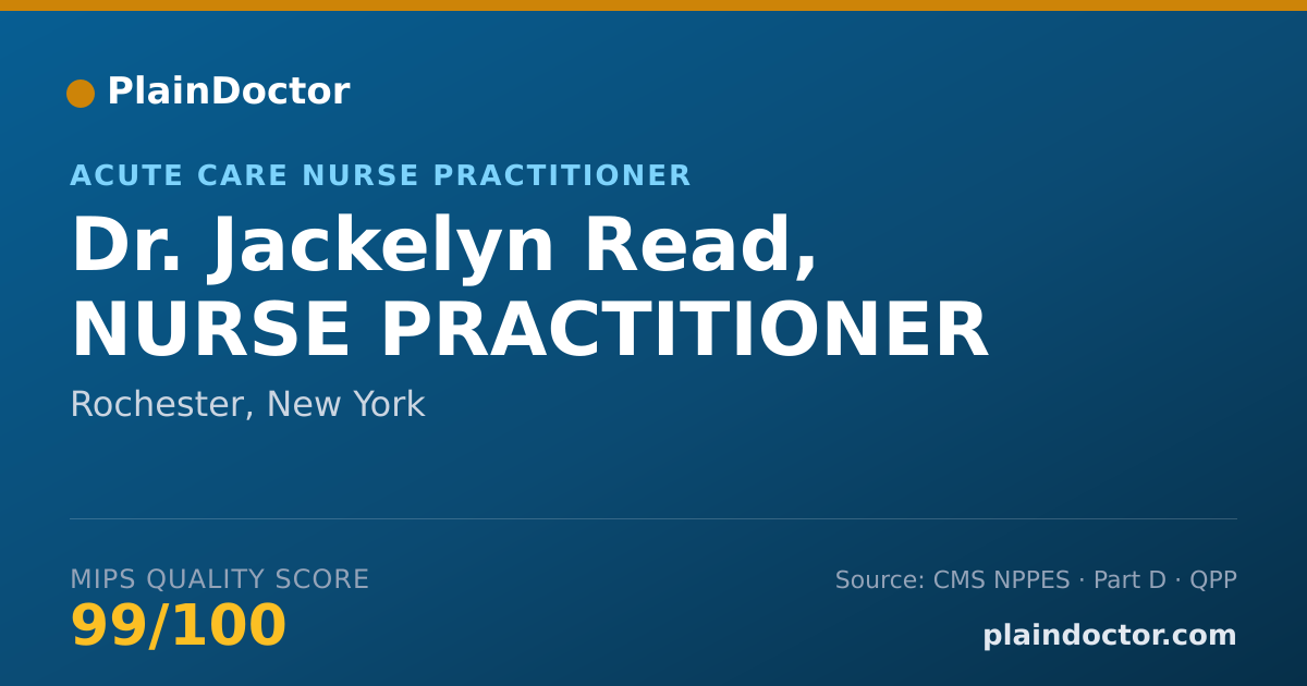 Shareable card for Jackelyn Read, NURSE PRACTITIONER - Acute Care Nurse Practitioner, Rochester, NY