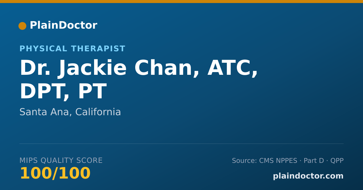 Shareable card for Jackie Chan, ATC, DPT, PT - Athletic Trainer, Santa Ana, CA
