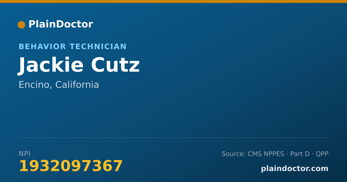 Shareable card for Jackie Cutz - Behavior Technician, Encino, CA
