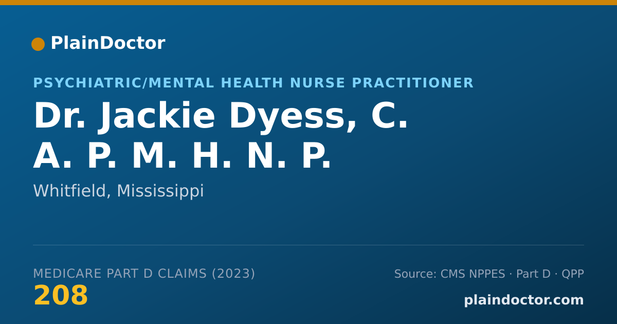 Shareable card for Jackie Dyess, C. A. P. M. H. N. P. - Psychiatric/Mental Health Nurse Practitioner, Whitfield, MS