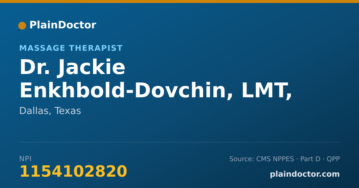 Shareable card for Jackie Enkhbold-Dovchin, LMT, MMP - Massage Therapist, Dallas, TX
