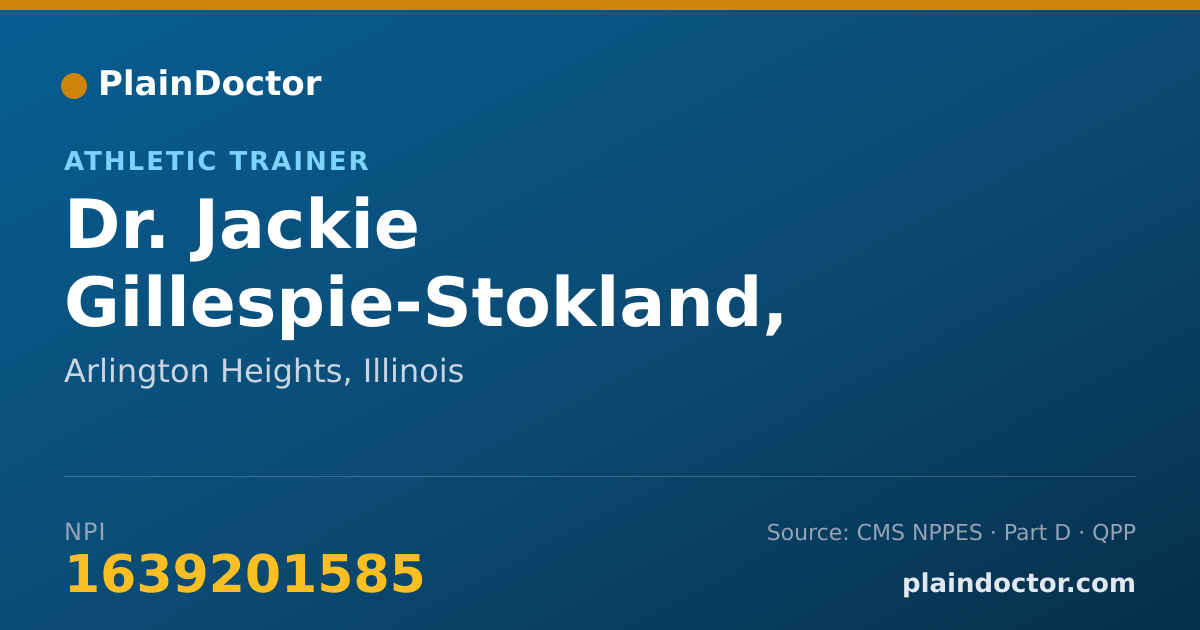 Shareable card for Jackie Gillespie-Stokland, ATC - Athletic Trainer, Arlington Heights, IL