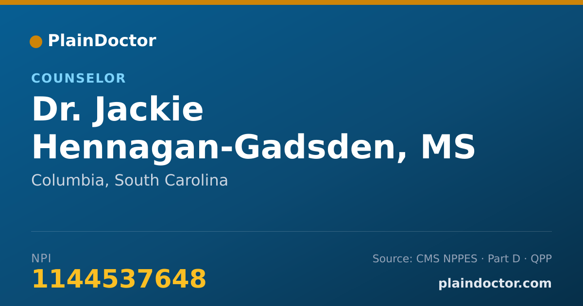 Shareable card for Jackie Hennagan-Gadsden, MS - Counselor, Columbia, SC