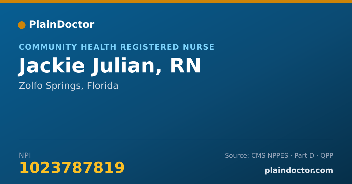 Shareable card for Jackie Julian, RN - Community Health Registered Nurse, Zolfo Springs, FL