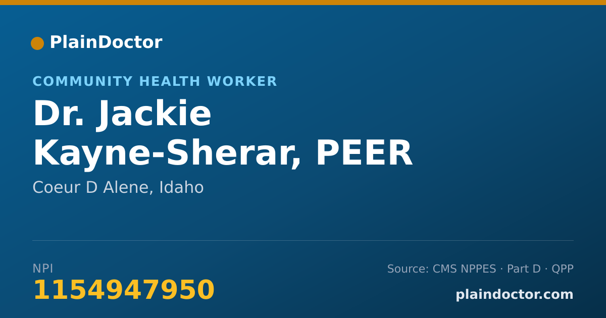 Shareable card for Jackie Kayne-Sherar, PEER SUPPORT - Community Health Worker, Coeur D Alene, ID
