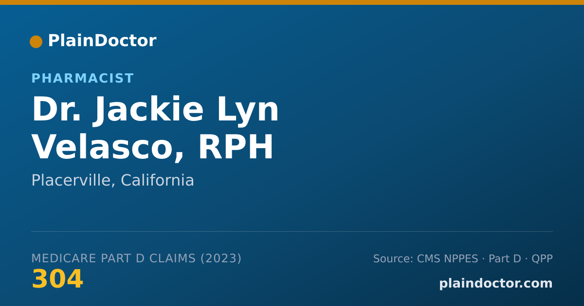 Shareable card for Jackie Lyn Velasco, RPH - Pharmacist, Placerville, CA
