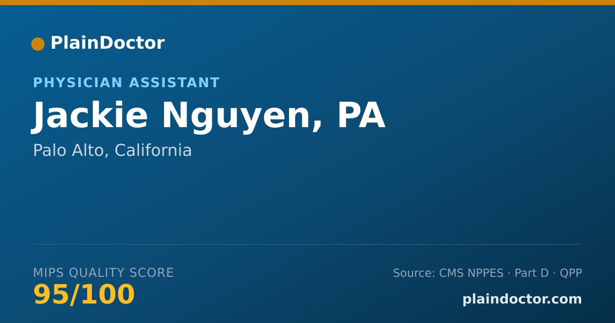 Shareable card for Jackie Nguyen, PA - Physician Assistant, Palo Alto, CA