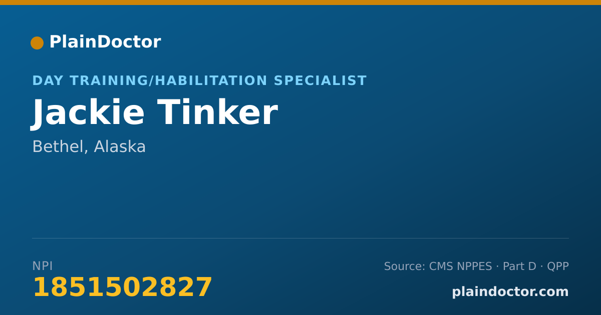 Shareable card for Jackie Tinker - Day Training/Habilitation Specialist, Bethel, AK
