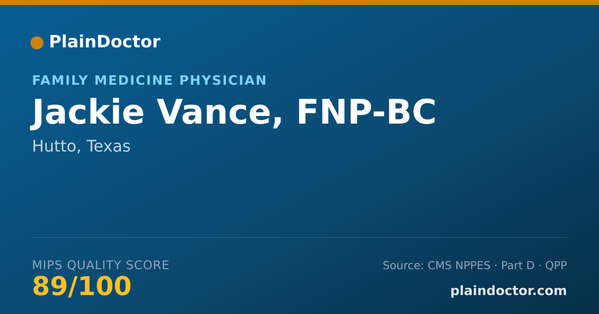 Shareable card for Jackie Vance, FNP-BC - Family Medicine Physician, Hutto, TX