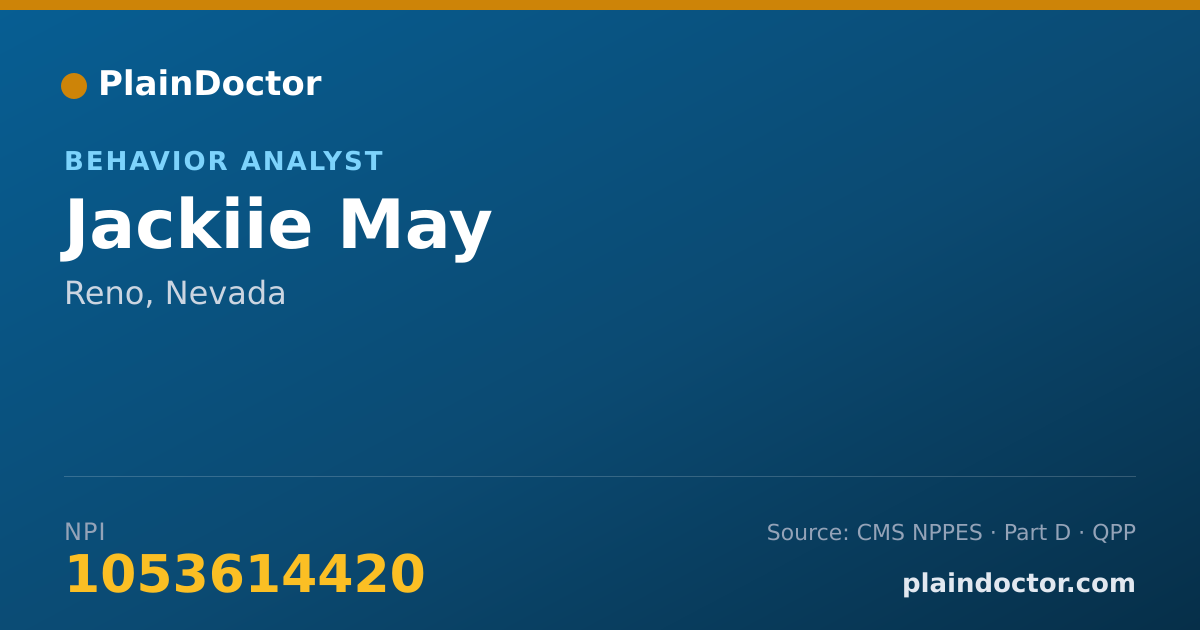 Shareable card for Jackiie May - Behavior Analyst, Reno, NV
