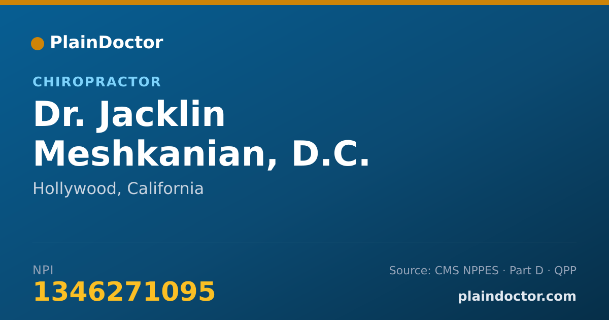 Shareable card for Jacklin Meshkanian, D.C. - Chiropractor, Hollywood, CA