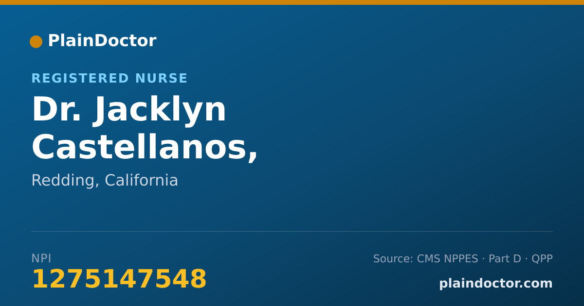 Shareable card for Jacklyn Castellanos, REGISTERED NURSE - Registered Nurse, Redding, CA