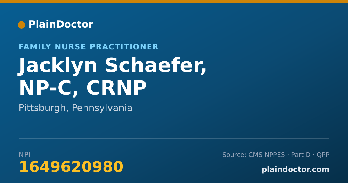 Shareable card for Jacklyn Schaefer, NP-C, CRNP - Family Nurse Practitioner, Pittsburgh, PA