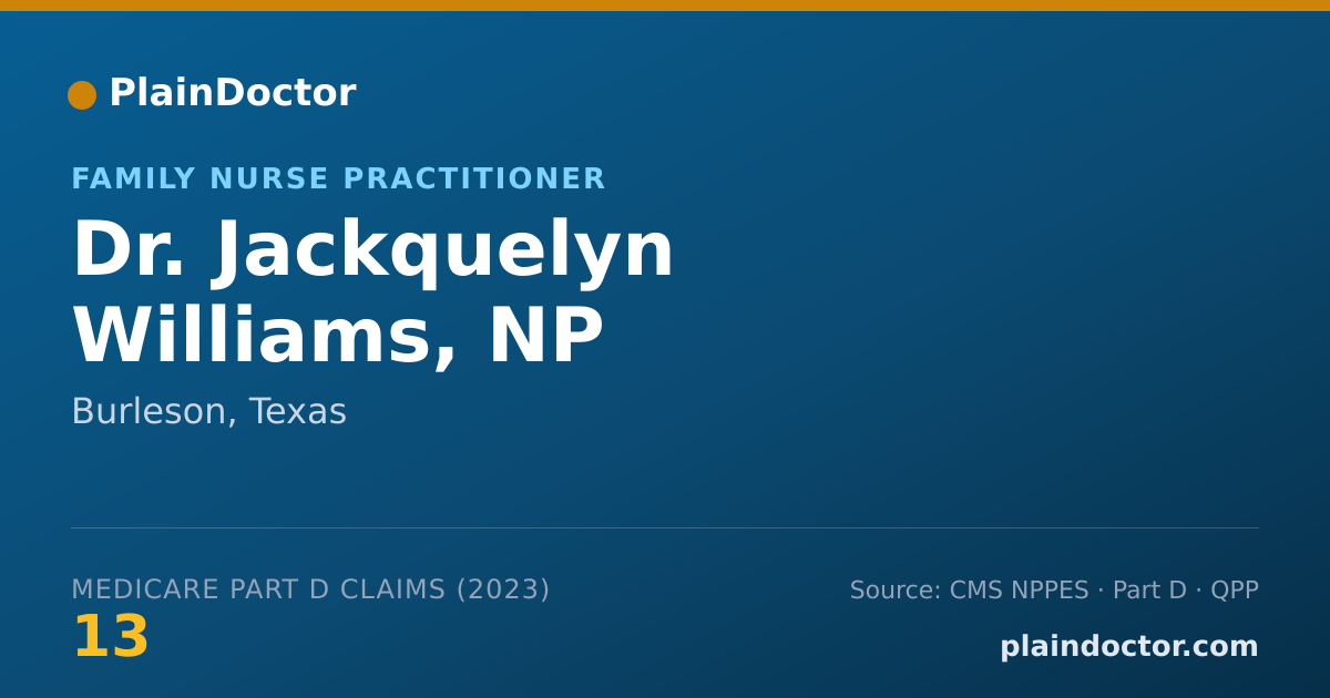 Shareable card for Jackquelyn Williams, NP - Family Nurse Practitioner, Burleson, TX